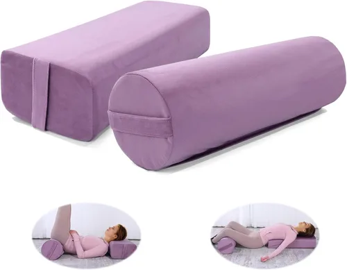 Miniatura 8 de MABOZOO Juego de cojines de yoga, funda de terciopelo de espuma de alta densidad para yoga restaurativo y meditación, almohada rectangular y Azul