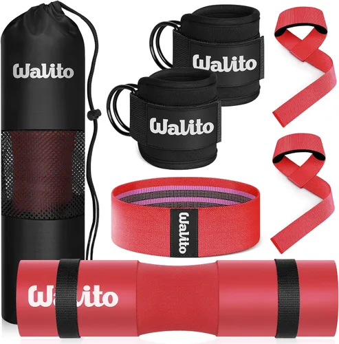 Miniatura 9 de WALITO 8Pcs Barbell Pad Set for Hip Thrust - Squat Pad,Gym Accessories for Women with Bar Bad,Bench Press, with Gym Ankle Straps,Resistance Bands
