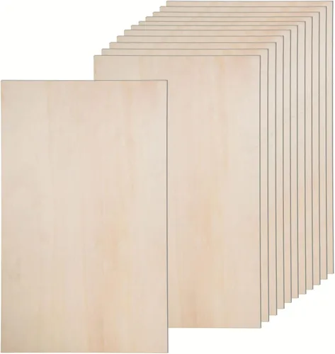 Paquete de 12 hojas de tilo para manualidades - 12 x 24 x 1/8 pulgadas - 3 mm de espesor, hojas de madera contrachapada con superficies lisas -
