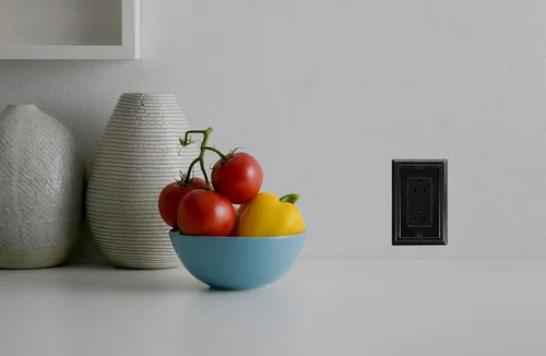 Miniatura 6 de Henne Bery Sunken Pearls - Placa de interruptor/placa de pared y cubierta de salida (decorador individual, 2 unidades, negro mate)