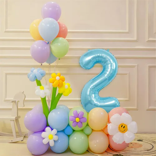 Miniatura 6 de Globo de Número Azul Claro Beeyaky, 40 Pulgadas, Decoraciones de Fiesta para Cumpleaños, Baby Shower de Niño, Boda, Unisex, Incluye 1 Globo, 1 Rollo