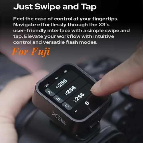 Miniatura 2 de Godox Disparador de flash inalámbrico X3F TTL, transmisor de flash de pantalla táctil para cámaras Fuji, batería incorporada