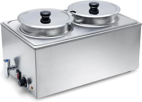 Miniatura 14 de SYBO ZCK Bain Marie - Calentador de alimentos, 2 secciones, Plateado