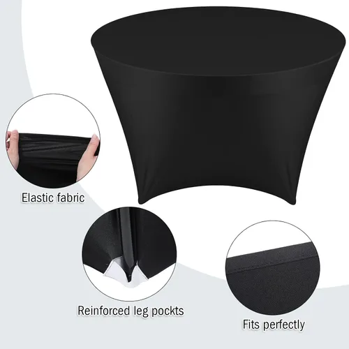 Miniatura 3 de Buryeah Mantel redondo elástico de 5 pies de elastano, lavable a máquina, 60 pulgadas, mantel elástico ajustable para mesa redonda para bodas