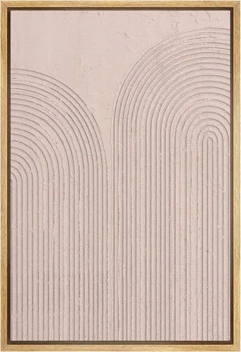 SIGNWIN Lienzo enmarcado para pared, diseño retro pastel, anillo geométrico en espiral, ilustraciones de formas abstractas, arte moderno,