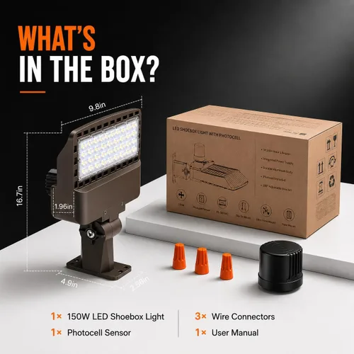 Miniatura 7 de ledmo Luz LED de estacionamiento de 100 W/120 W/150 W, 22500 lm, súper brillante, regulable, para exteriores, con sensor 3 en 1 con fotocélula