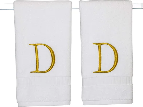 Miniatura 240 de Toalla de mano con inicial beige para baño, toalla bordada decorativa de calidad de hotel de lujo con monograma para tocador, spa, certificado