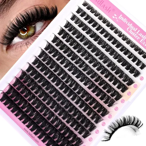 Miniatura 42 de Extensiones de pestañas en racimo 20D, bandeja mixta con pestañas individuales en racimo, de visón negro, para colocar en casa, maquillaje