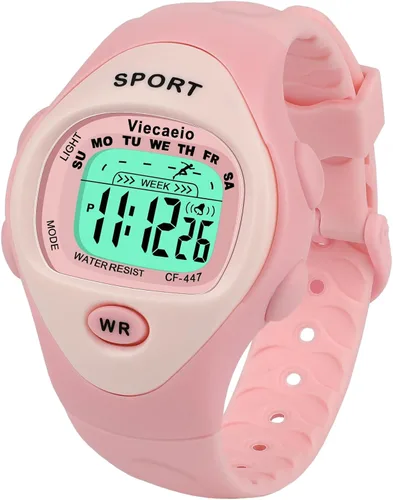 Reloj digital para niños, impermeable, con cronómetro, alarma, iluminación, regalo para niños de 3 a 8 años con bonita caja, color rosa, Rosado,