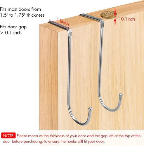Miniatura 3 de Ganchos resistentes para colgar sobre la puerta, ganchos individuales para cargas de hasta 50 libras para cocina, baño, dormitorio y oficina