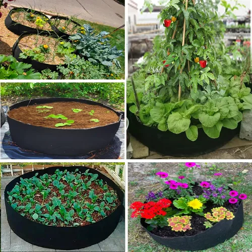 Miniatura 6 de ZtohPyo Bolsas de Cultivo de Plantas de 15 Galones, Macetas de Jardín Elevadas Redondas de Tela con 2 Asas, Contenedor de Jardinería de Tela