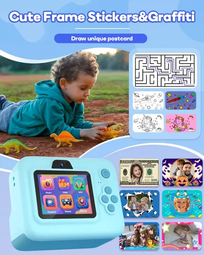 Miniatura 3 de Dylanto Cámara de niños con impresión instantánea, cámaras instantáneas de 1080P para niños que imprimen fotos, regalos de Navidad de cumpleaños