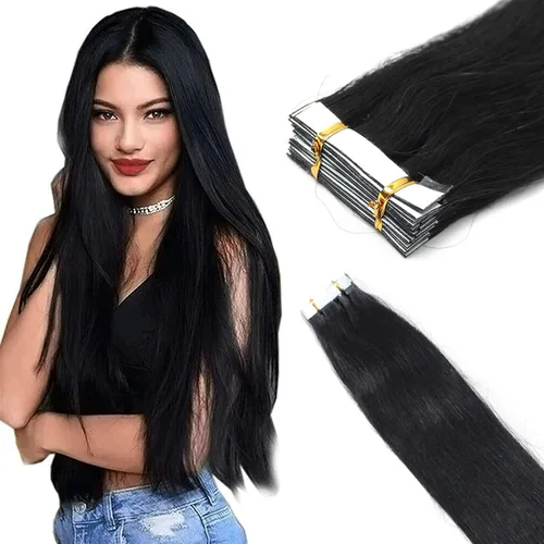 Miniatura 14 de Extensiones de cabello humano Remy con cinta adhesiva sin costuras (16 pulgadas, 10 unidades, rubio ceniza)