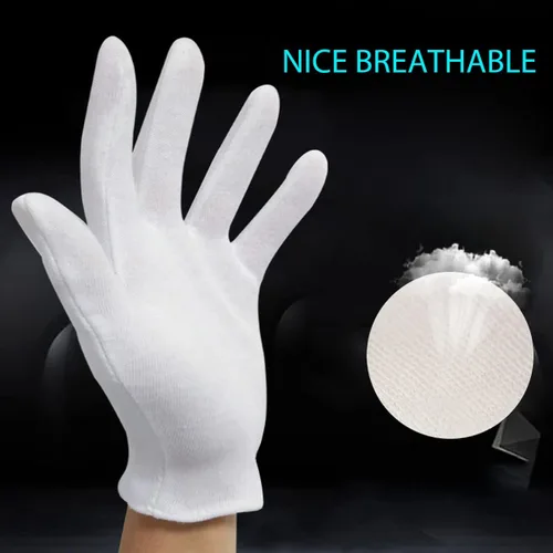 Miniatura 3 de Alyan & Jammsy Guantes blancos 100% algodón para manos secas, mujeres y hombres, guantes de dormir, guantes hidratantes durante la noche