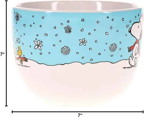 Miniatura 9 de Silver Buffalo Peanuts Snoopy and Woodstock - Tazón de cerámica para sopa con asa para helado, cereales, bebidas, capacidad para 24 onzas