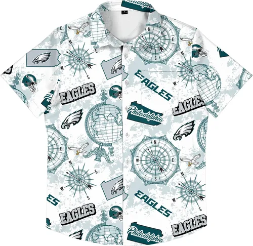 Miniatura 7 de FOCO Men's NFL Team Logo Floral Aloha Tropical Mercader Button Up Shirt