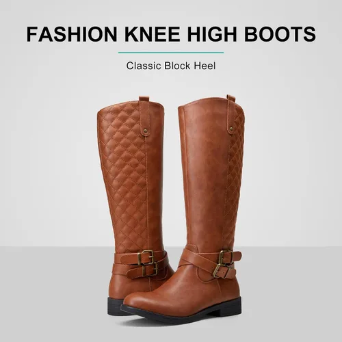Miniatura 3 de Vepose - Botas de equitación 49 para mujer, botas altas hasta la rodilla, botas de pantorrilla con hebilla
