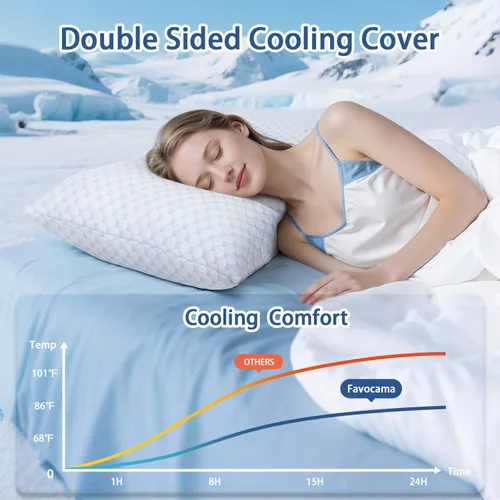 Miniatura 2 de Favocama Almohada Refrescante para Dormir, Almohadas de Espuma Viscoelástica Triturada Tamaño Estándar Juego de 2, Almohadas de Cama Refrescantes