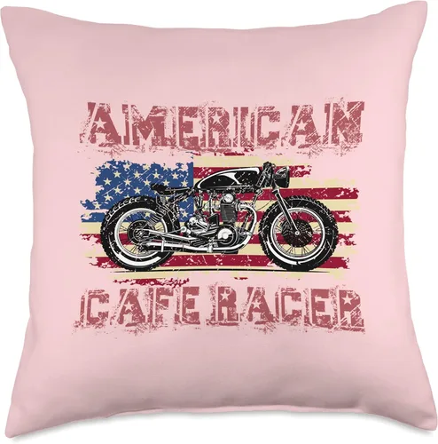 Miniatura 4 de American Cafe Racer Motorcycle Apparel and Merch American Cafe Racer Biker Men Women Adult Teens Boys Girls Throw Pillow, 16x16, Multicolor