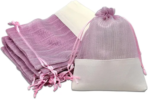 Miniatura 12 de TheDisplayGuys For Your Modern Living Paquete de 24 bolsas de regalo de lino y organza negra con cordones (XS 3 x 4), recuerdos de fiesta, muestras
