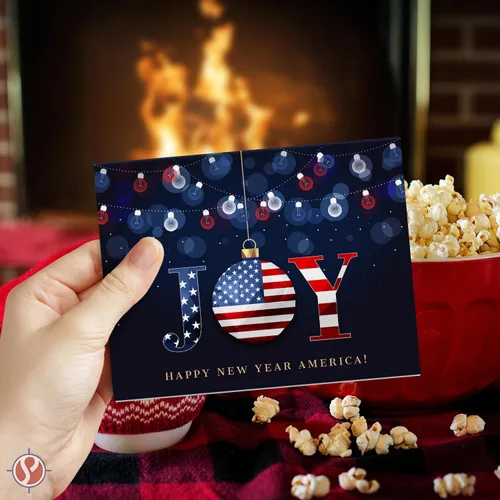 Miniatura 2 de 2026 Feliz Año Nuevo América! - Tarjetas de felicitación y sobres plegables de Navidad (en blanco en el interior), tarjetas patrióticas para regalos