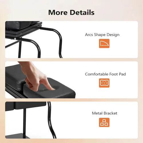 Miniatura 4 de OmySalon Carrito de pedicura, carrito de baño de pies, carrito portátil para estética de uñas, taburete ajustable para manicura y masaje de pies