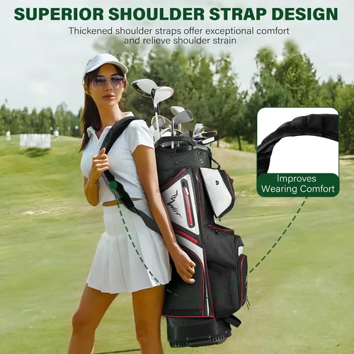 Miniatura 5 de UNIHIMAL Bolsa de carrito de golf Divisor organizador de 15 vías, bolsa de golf premium con asas cómodas y 14 bolsillos