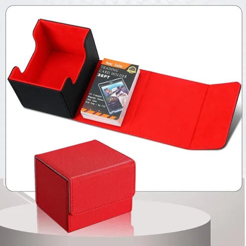 Miniatura 5 de Weewooday 2 Cajas de Cartas de Cubierta de Cuero de Gran Tamaño que Caben Más de 100 Cartas con Fundas para Juego de Cartas Coleccionables Negro