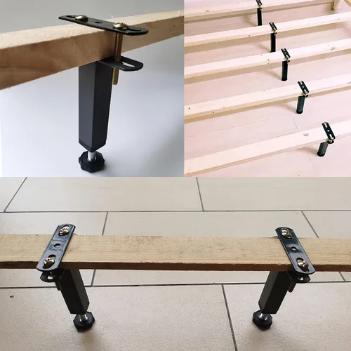 Miniatura 7 de 2 patas de soporte de marco de cama de metal de altura ajustable, marco de cama de acero o patas de soporte de listones centrales de madera, patas