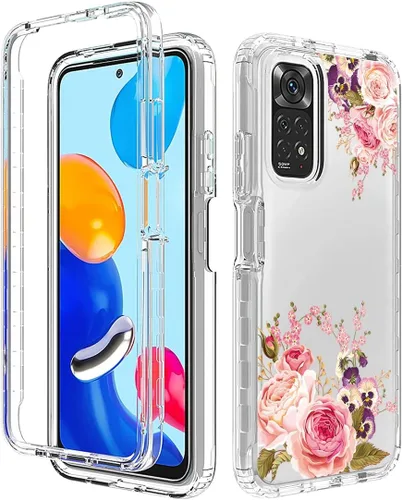 Miniatura 6 de Funda para Redmi Note 11 (4G)/Redmi Note 11S con protector de pantalla de vidrio templado, cuerpo completo, lindo diseño floral, a prueba de golpes