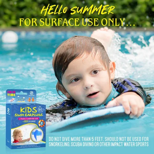 Miniatura 5 de Hearprotek 2 pares de tapones para los oídos de natación para niños, tapones para los oídos de agua suaves y reutilizables para niños para nadar