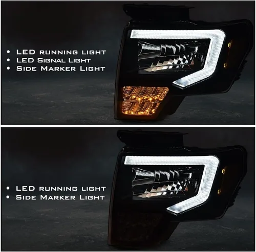 Miniatura 3 de PIT66 Conjunto de faros delanteros LED compatible con Ford F150 2009 2010 2011 2012 2013 2014, lente transparente para conductor y pasajero, carcasa