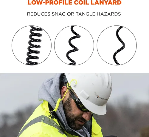 Miniatura 4 de Cordón en espiral con extremo de hebilla, diseño sin enganches, se fija fácilmente a cascos, herramientas o pequeños objetos de valor, capacidad