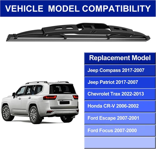 Miniatura 2 de EMITHSUN® Escobillas limpiaparabrisas traseras de repuesto de 10 pulgadas para Chevrolet Trax 2022-2013/Jeep Compass 2017-2007/Jeep Patriot