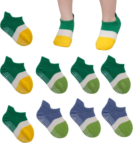 Miniatura 11 de J Poqobog Calcetines tobilleros antideslizantes para bebés, niños y niñas con suela antideslizante