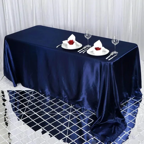 Miniatura 44 de Efavormart - Mantel rectangular de satén, 90 x 132 pulgadas, suave, oblongo, lavable, mantel decorativo de tela sedosa para bodas, fiestas, Plata