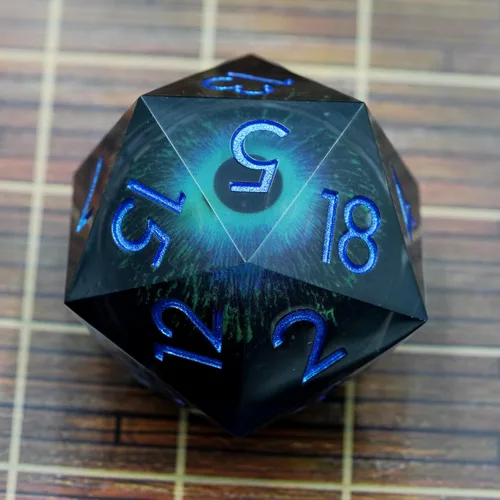 Miniatura 5 de Núcleo ocular grande de gran tamaño de 1.969 in D20 con estuche de regalo, hecho a mano con borde afilado, dado de mazmorras y dragones poliédricos