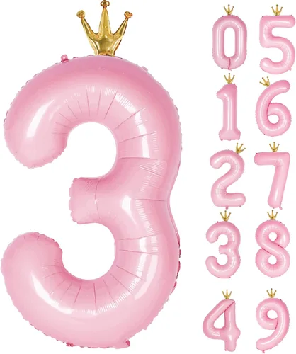 Miniatura 5 de Globo del número 2 con corona, globos de número grande de 40 pulgadas, decoración de fiesta de segundo cumpleaños, decoración de letrero