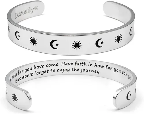 Miniatura 52 de Dczosily Pulseras inspiradoras para mujer, de acero inoxidable, pulseras motivacionales, regalos personalizados para mejores amigas