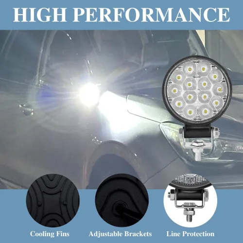 Miniatura 5 de Barra de luz LED redonda, 4.5 pulgadas, 140 W, 14000 lúmenes, luz de inundación todoterreno, foco todoterreno antiniebla para conducción, barra
