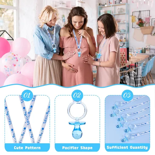 Miniatura 2 de 72 bonitos collares de chupete para niños y niñas, juego de collar acrílico para chupete para regalos de baby shower, fiesta de revelación de Azul
