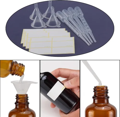 Miniatura 5 de YIZHAO Botellas de vidrio ámbar de 1 oz, con pequeño aerosol de niebla fina, tapa de metal, recargable para aceite esencial, viajes, limpieza