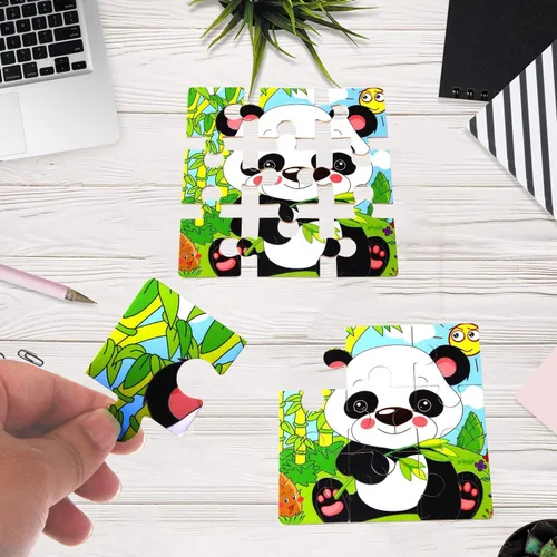 Miniatura 4 de SANNIX Paquete de 12 rompecabezas para niños pequeños, rompecabezas de animales de madera, 9 piezas con 12 bolsas organizadoras para niños de 2, 3