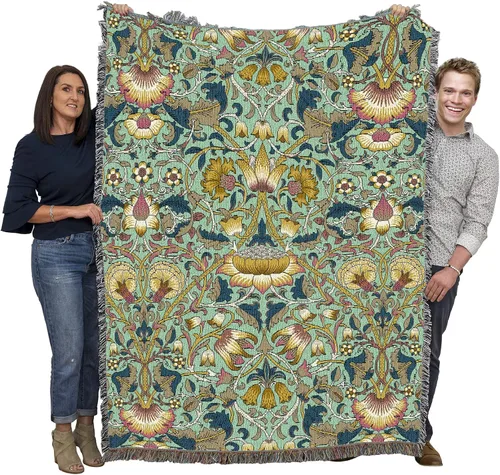 Miniatura 11 de Pure Country Weavers William Morris Lodden Cornflower Blanket - Artes y Oficios - Tapiz Decorativo de Regalo Tejido de Algodón - Fabricado