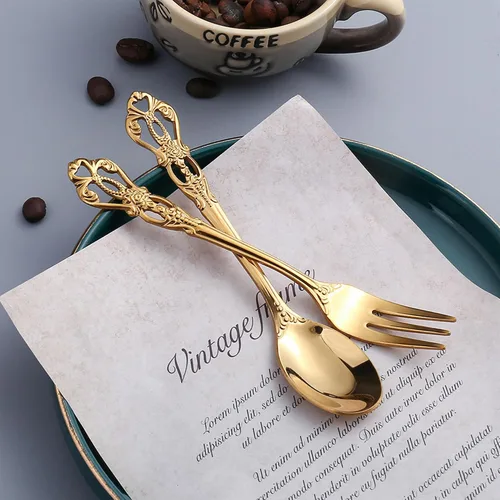 Miniatura 7 de flatware set, modern royal gold stainless Steel silverware set for Wedding and Festival, service for 4, daily use cutlery set utensil set
