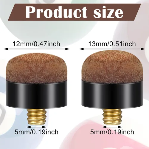 Miniatura 2 de Deekin 30 puntas de palo de billar de 0.472 in/0.512 in, puntas de rosca o casquillos de nailon de repuesto, accesorios para palos de billar Marrón