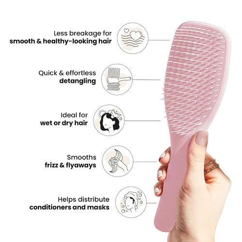 Miniatura 6 de Tangle Teezer Ultimate Detangler cepillo y botella de spray continuo de niebla fina de tamaño viaje, para todo tipo de cabello, rosa milenario