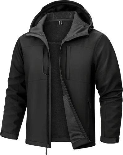 Miniatura 8 de TACVASEN Chaqueta Softshell para Hombre con Capucha Impermeable Abrigo Táctico de Vellón Abrigo de Invierno Rompevientos Chaquetas Ligeras
