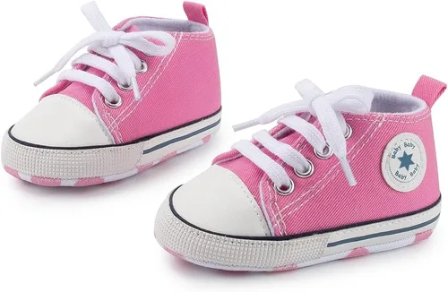 Miniatura 7 de Meckior - Zapatos deportivos de lona para bebé, con suela suave y caña alta, para sus primeros pasos y estar en la cuna