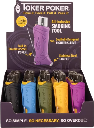 Toker Poker Clipper - La mejor herramienta de encendedor todo incluido; incluye estuche para encendedor, póker retráctil de acero inoxidable,